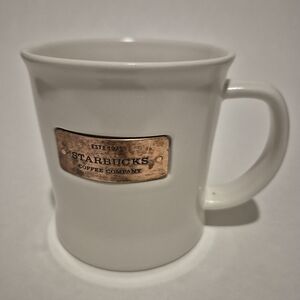 Starbucks White Mug with Gold Accent